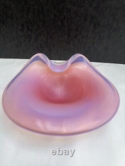 Fratelli Toso Bowl Rose Opaline Murano Glass MID Century