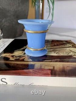 French Blue Opaline Vase En Or 3,75x3.5 Daves Hollywood Estate