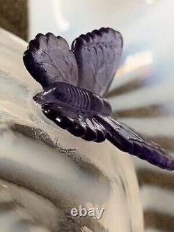 George Fenton 2003 Heirloom Optique Vase Opalescent Swirl Butterfly Crête Violette