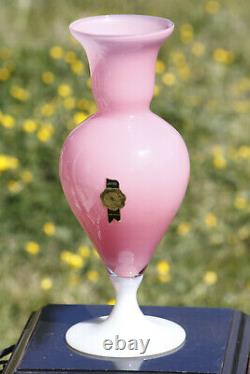 Grand Vase Opaline Rose Italienne Vase Blanc Base Empoli 30cm 11,8in Lg Italie