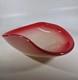 Grand Bol De Centre En Verre Opalin Rouge Et Blanc Riche Fratelli Toso Des Années 1960