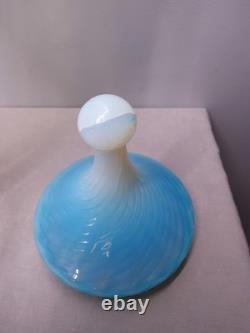 Grand pot en verre opalin opalescent bleu laiteux Empoli Stelvia italien