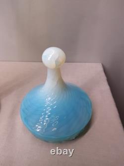 Grand pot en verre opalin opalescent bleu laiteux Empoli Stelvia italien