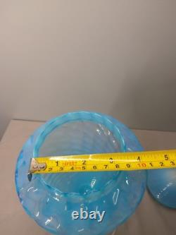 Grand pot en verre opalin opalescent bleu laiteux Empoli Stelvia italien
