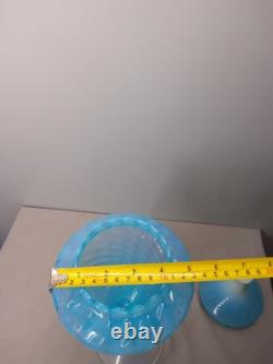 Grand pot en verre opalin opalescent bleu laiteux Empoli Stelvia italien