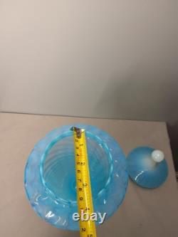 Grand pot en verre opalin opalescent bleu laiteux Empoli Stelvia italien