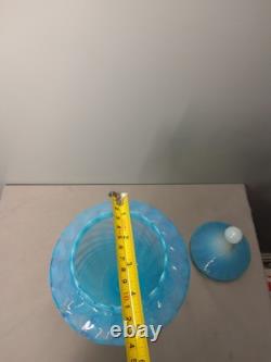 Grand pot en verre opalin opalescent bleu laiteux Empoli Stelvia italien