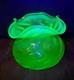 Grand Vase Opalescent En Uranium Vaseline Vert Wrythen Art Déco, Parfait