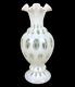 Grand Vase Vintage Fenton En Verre D'art Opalescent Français Avec Motif De Pois Double-crimé De 11 Pouces