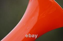 Grand vase vintage en opaline orange italienne sur base claire Empoli 30cm 11.8in Italie