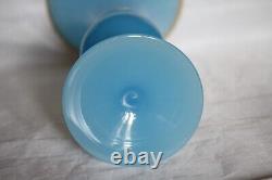 Grand vase vintage italien en opaline bleue de Murano avec bordure en perles d'ormolu de 31cm 12.2in