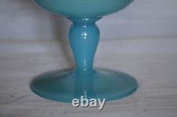 Grand verre à brandy en opaline bleu turquoise de grande taille de Portieux 22cm 8.6in