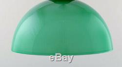 Kastrup / Holmegaard. Lampe Pendentif Travail Rare En Verre Vert Opaline
