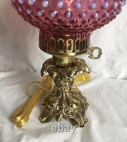 Lampe Vintage Fenton Art Cranberry Opalescent Hobnail