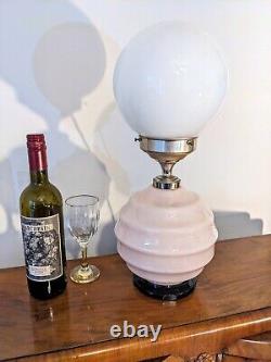 Lampe de boudoir en verre Art Déco français antique original rare avec abat-jour en globe de lait des années 1930