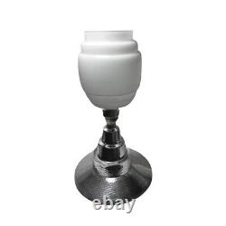 Lampe de table en verre opaline blanc et chrome de style Art Déco vintage