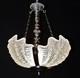 Lumière Odeon En Verre Opalescent à Trois Moules En Forme De Coquillage, Art Déco Original Des Années 1940