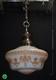 Lumière Suspendue D'école En Verre Opalin Et Chrome Néoclassique Art Déco C-1920s