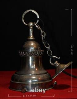 Lumière suspendue d'école en verre opalin et chrome néoclassique Art déco C-1920s