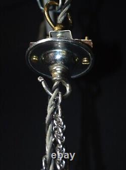 Lustre Art Déco architectural des années 1930 en verre opalin lait RARE
