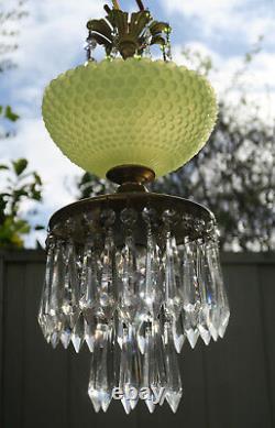 Lustre De Lampe De Cru Murano Vénitien Jaune Opaline Art Bubble Glass Laiton