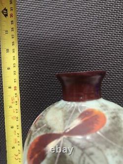 Mat Vert Victorien Vase En Verre Bristol Fleurs Peintes À La Main Antique Opaline