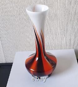 Mid-century Moderne Carlo Moretti Orange, Rouge Et Noir Opaline Florence Vase70