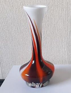 Mid-century Moderne Carlo Moretti Orange, Rouge Et Noir Opaline Florence Vase70