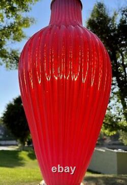 Murano Archimede Seguso Venetian Raspberry Lampe De Table Opalescente Marbro Wow