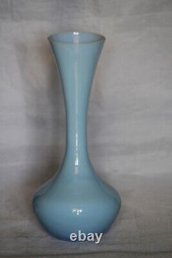 Nason Murano Vintage Blue Opaline Vase 70s 21cm 8en Italie Étiquette Originale Verre