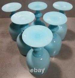 Newithold 1930's Set 6 Blue Opaline Portieux Vallerysthal 6.5 Goblets #1/ 2 Nr M