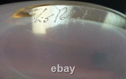 Oiseau sculptural en verre art opalescent rose signé par Elio Raffael magnifique