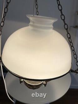 Opaline Art Deco Cuivre Céramique Grande Suspension Lanterne Cloisonné Antique