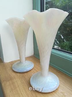 Paire De Vases Art Noveau, Nacre Opaline, Parfaite. Kralik