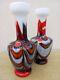 Paire De Vases En Verre Opalin Vetreria Barbieri Vb Empoli 26cm (étiquetés)