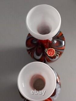 Paire de vases en verre opalin Vetreria Barbieri VB Empoli 26CM (étiquetés)