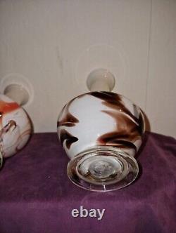 Paire de vases en verre opalin italien des années 1970