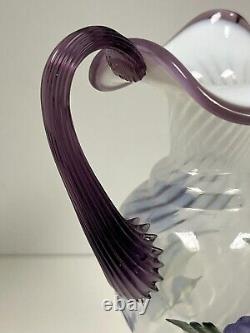 Panier et vase peints à la main en opaline améthyste violette héritage optique de Fenton