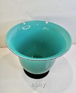 Paolo Venini Anni Trenta Vase Jade Verre Vert-bleu Opaline Murano Signé 1999