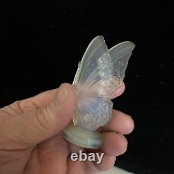 Papillon en verre d'art opalescent à ailes fermées Sabino France Vintage 2.5