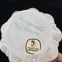 Pichet Melon en Opalescent Irisé Fenton Français avec Crête Verte signé L. Everson