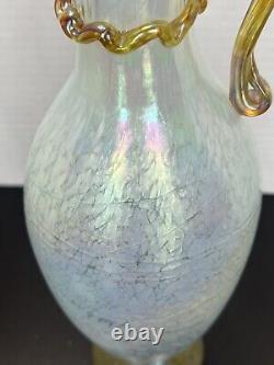 Pichet en verre d'art de maître Cliff Goodman iridescent opalescent en or perlé