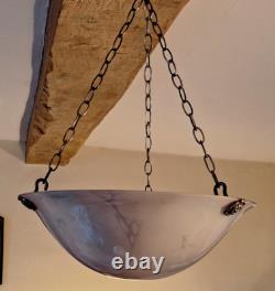 Plafonnier en verre opalin marbré Art Déco Chandelier attrape-mouches lumière de plafond