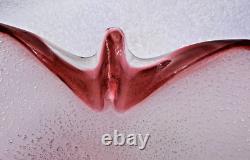 Plat en verre Bullicante Fratelli Toso en Opalescent Blanc Cranberry Papillon Murano