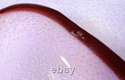 Plat en verre Bullicante Fratelli Toso en Opalescent Blanc Cranberry Papillon Murano