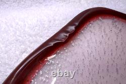 Plat en verre Bullicante Fratelli Toso en Opalescent Blanc Cranberry Papillon Murano