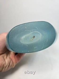 Presse-papier en verre artistique Bill Slade bleu signé daté oiseau opalescent