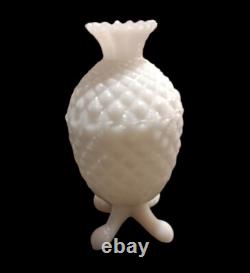 RARÉ Pot à bonbons ananas en verre opalin blanc de Portieux Vallerysthal