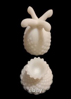 RARÉ Pot à bonbons ananas en verre opalin blanc de Portieux Vallerysthal