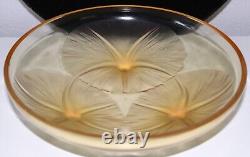 R Lalique Bol Volubilis Jaune Opalescent Taillé au Roue Signature 383